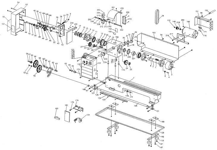 Розташування складових частинин токарного верстата Профі-350 Профі-350 Розташування складових частинин токарного верстата